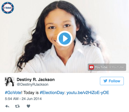 Tweeting in Action: Destiny Encourages and Informs Voters